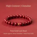 Red cinnabar bracelet featuring an 8mm bead size and a 4mm 999 gold lucky bead - Purple Gold Cinnabar Transfer Bead Style / 8mm+4mm Gold Bead