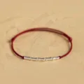 Handmade red braided cord bracelet with 925 sterling silver bamboo-shaped beads - Bracelet / Joyful Red
