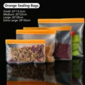 Reusable orange EVA food storage bags for fruits and vegetables in various sizes - Dazzling Style / Extra Large / Orange