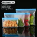 Set of reusable EVA food storage bags with blue seal for organizing fridge items - Dazzling Style / Extra Large / Blue