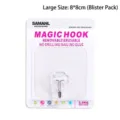 Large 8x8cm heavy duty transparent adhesive wall hook in durable blister card packaging - 8x8cm / Large Blister Pack