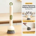 Groene afwasborstel met zeepdispenser en 6-standen draaibare kop, 27cm lengte - 1 Stuk / Groen