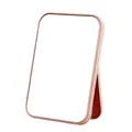 Minimalist rose gold folding square makeup mirror with adjustable desktop stand - S / Light Pink