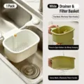White kitchen sink hanging drain basket with press-to-open bottom for easy cleaning - 1 Piece / White