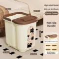 Deep cream foot bath bucket with brown lid and cat design for home foot massage spa session - Extra Tall Version / Cream
