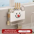 Multifunctional wall-mounted white kitchen organizer with smiley face and towel rack - Smiley 3D Round Nose Style (1kg Capacity)
