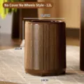 Cubo de basura moderno de 12L con veteado de madera, sin tapa ni ruedas, 30cm de alto. - Grano de Madera Sin Tapa Sin Ruedas / 12L