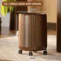 Papelera de 12L de alta gama con veta de madera sin tapa y ruedas para sala de estar - Grano de Madera Sin Tapa Con Ruedas / 12L