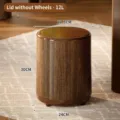 Papelera 12L veta madera con tapa, cubo de basura minimalista para la sala de estar, 30cm alto - Grano de Madera Con Tapa Sin Ruedas / 12L