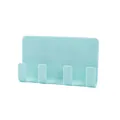 Adhesive mint green wall-mounted phone charging stand with four hooks for storage - Mint Green