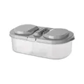 Conteneur alimentaire en plastique gris à deux compartiments avec couvercles pour la cuisine - Gris