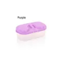 Double compartment plastic airtight food storage container with a purple flip-top lid - Purple
