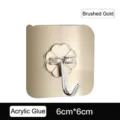 Strong brushed gold adhesive wall hook with acrylic glue, 6cm x 6cm size variant. - 6x6cm / Brushed Gold