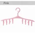 Multifunctional pink clothes hanger with 8 anti-slip clips for socks and underwear. - Nordic Pink