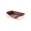 Minimalist double-layer drainage soap dish in beige and brown color-blocked plastic - Double Layer / Light Pink