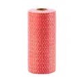 Red wavy pattern disposable non-woven cleaning cloths roll with fifty absorbent sheets - 50 Pieces / Red
