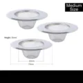 Set of 3 stainless steel mesh sink strainers with 73mm diameter and 33mm total height - Medium Size (3 Pieces, Diameter 7.3cm)
