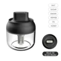 Glass seasoning jar with integrated oil brush in black finish - Black Oil Brush Jar