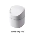Mini papelera de escritorio blanca de estilo nórdico con tapa abatible para oficina - Tapa abatible / Blanco