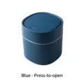 Mini papelera de escritorio nórdica en azul con una tapa a presión muy práctica y útil - Tapa Emergente / Azul marino