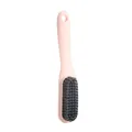 Pink long-handled laundry shoe brush with soft grey bristles for gentle surface cleaning - Light Pink