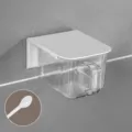 Wall-mounted transparent seasoning box with white lid and free transparent spoon - Gray