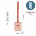 Pink wall-mounted silicone toilet brush set with compact base, 38cm total height. - Dark Pink And Light Pink (Wall-Mounted) / Pink