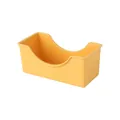 Small yellow plastic snack dish with curved side for tabletop use - Shelf Organizer / Yellow