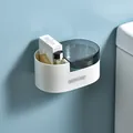 Cenicero de pared moderno en blanco con compartimento de almacenamiento para baño y aseo - Blanco Y Azul Traslúcido