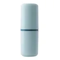 Portable light blue travel toothbrush case and mouthwash cup storage container box - Light Blue