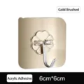 Quadratischer goldener Wandhaken mit starkem Acrylkleber, 6x6cm Größe, kein Bohren - Gebürstetes Gold