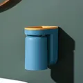 Modern blue wall-mounted toothbrush holder with yellow rim gargle cup for bathrooms - Blue