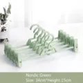 High-quality Nordic green adjustable pants hangers with non-slip clips, 34x15cm size. - Green