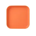Square orange plastic small snack dish for cakes appetizers and bone disposal on table - Square Plate / Orange