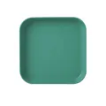 Square dark green plastic saucer for snacks, appetizers, or table bone disposal. - Square Plate / Green