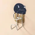 Stainless steel bathroom basin storage rack with cute cartoon black cat adhesive hook - Black Cat