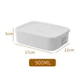 White rectangular 900ml food storage container and bento box with airtight translucent lid - 30oz