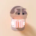 Cute pink cartoon cat wall-mounted mop and broom holder clip with adhesive backing - Pink