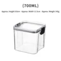 700ml Airtight Square Plastic Food Storage Container with Black Latch Lid for Kitchen - Medium 700ml