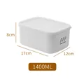 White 1400ML airtight refrigerator food storage container with size annotations - 1400ml