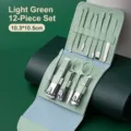 Set professionale per manicure e cura da 12 pezzi verde chiaro in astuccio portatile - Set da 12 / Verde