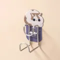 Durable stainless steel wall-mounted washbasin storage rack featuring a cute cat motif - White & Brown Cat
