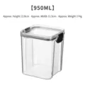 950ml clear airtight food storage container with black latch for kitchen organization - Large 950ml