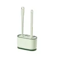 Modern light green toilet brush set with two cleaning brushes and a sleek storage holder - Strawberry Green