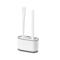 Modern white and grey toilet brush set with long handle for bathroom cleaning - Pearl White