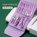 16-teiliges violettes Maniküre-Set mit Reiseetui für die Nagelpflege - 16-teiliges Set / Lila