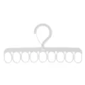White multi-functional 9-hole clothes hanger for space-saving wardrobe storage - White