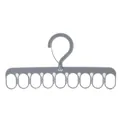 Durable grey plastic multi-functional hanger with 9 holes for space-saving closet organization - Gray
