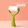 Standing lint roller with ergonomic green handle and 60-sheet sticky paper roll. - Green Handle + 1 Roll / 60 Sheets/Roll / Green