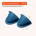 2er-Set blaue hitzebeständige Silikon-Ofenhandschuhe, verdicktes Design für die Küche 12x8cm - Dunkelblaue Silikonhandschuhe